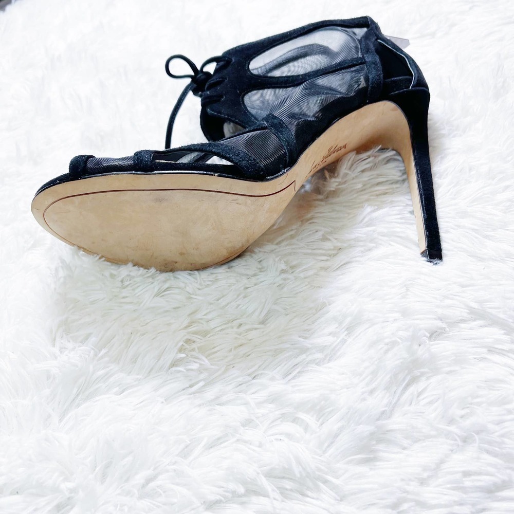 Sam Edelman Black Mesh Heels Open Toe Bow Accent SZ9.5 - Picture 5 of 8